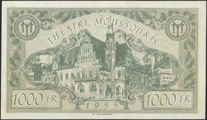 1000 Francs (1955) in dark green with ... 