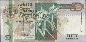 SEYCHELLES: 2 x 50 Rupees (1998) in dark ... 