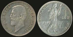 ROMANIA: 1 Leu (1910) in silver (0,835). ... 