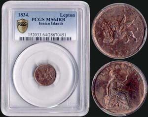 1 new Obol (1834) in copper with Seated ... 