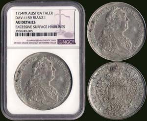 AUSTRIA: 1 Thaler (1754 PR) in silver. Obv: ... 