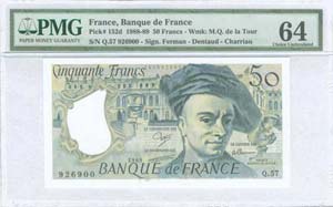 FRANCE: 50 Francs (1989) in deep blue-black ... 