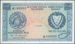  BANKNOTES OF CYPRUS - 250 Mils (1.5.1973) ... 
