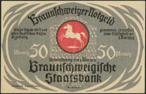 GERMANY: 50 Pf (1.5.1921) by Braunschweig ... 