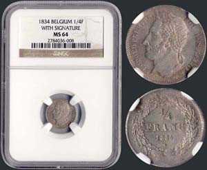 BELGIUM: 1/4 Franc (1834) in silver (0,900) ... 