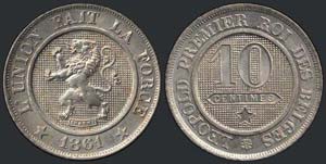 BELGIUM: 10 Centimes (1861) in ... 