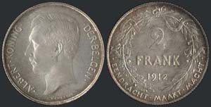 BELGIUM: 2 Francs (1912) in silver (0,835). ... 