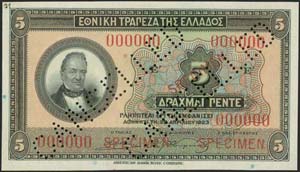  NATIONAL BANK OF GREECE - 5 drx (28.4.1923) ... 