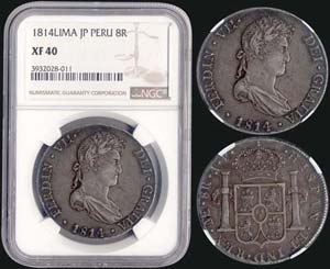 PERU: 8 Reales (1814 JP) in silver (0,896). ... 