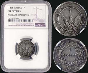 1 Phoenix (1828) in silver. Inside slab by ... 