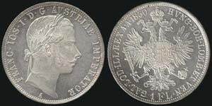 AUSTRIA: 1 Florin (1860 A) in silver ... 