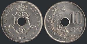 BELGIUM: 10 Centimes (1903) in ... 