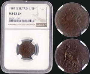 GREAT BRITAIN: 1 Farthing (1/4 Penny) (1884) ... 
