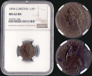 GREAT BRITAIN: 1 Farthing (1/4 Penny) (1894) ... 