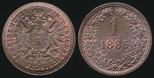 AUSTRIA: 1 Kreuzer (1885) in copper. Obv: ... 
