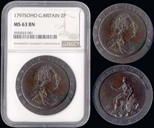 GREAT BRITAIN: 2 Pence (1797) in copper. ... 