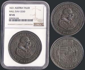 AUSTRIA: 1 Thaler (1621) in silver. Obv: ... 