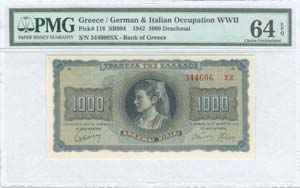 GREECE -  WWII  ISSUED  BANKNOTES - 1000 drx ... 