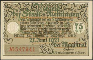 GERMANY: 75 Pf (21.6.1921) by Meiningen ... 