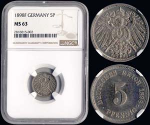 GERMANY: 5 Pfennig (1898 F) in ... 