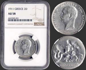 GREECE - 2 drx (1911) (type II) in silver ... 