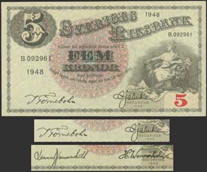 SWEDEN: 2x5 Kronor (1948) in black with ... 