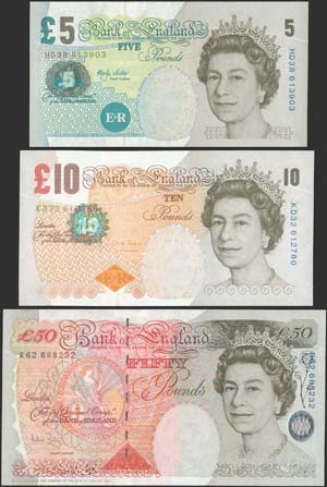 GREAT BRITAIN: 5 Pounds (2002) + 10 Pounds ... 