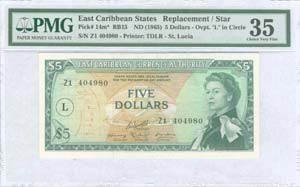 EAST CARIBBEAN STATES: 50 Dollars (ND 1965) ... 