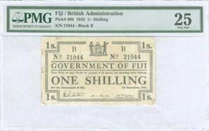 FIJI: 1 Shilling (1.9.1942) in black on ... 