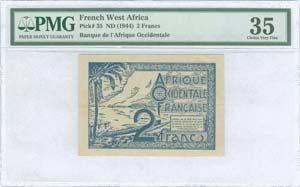 FRENCH WEST AFRICA: 2 Francs (ND 1944) in ... 