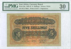 EAST AFRICA: 5 Shillings (1.7.1941) with ... 