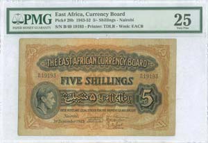 EAST AFRICA: 5 Shillings (1.9.1943) with ... 