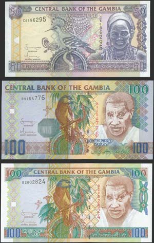 GAMBIA: 50 Rupees (2006) + 100 Rupees (2006) ... 