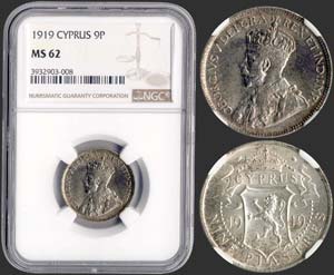 GREECE - 9 Piastres (1919) in silver (0,925) ... 