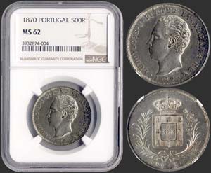 PORTUGAL: 500 Reis (1870) in silver (0,917). ... 