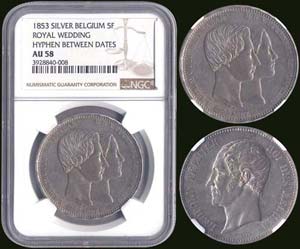 BELGIUM: 5 Francs (1853) commemorative coin ... 