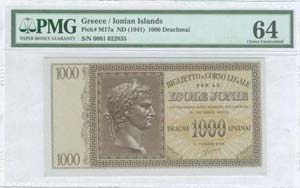 GREECE: 1000 drx (ND 1941) in brown with ... 