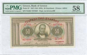 GREECE: 50 drx of 1928 Third Provisional ... 