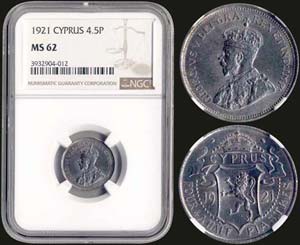 CYPRUS: 4-1/2 Piastres (1921) in silver ... 