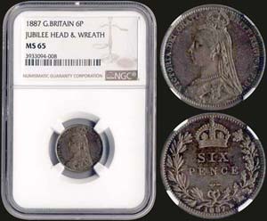 GREAT BRITAIN: 6 Pence (1887) in silver ... 