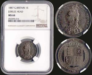 GREAT BRITAIN: 1 Shilling (1887) in silver ... 