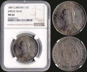 GREAT BRITAIN: 1/2 Crown (1887) in silver ... 