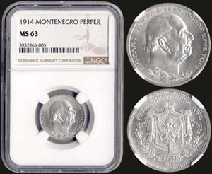MONTENEGRO: 1 Perper (1914) in silver ... 