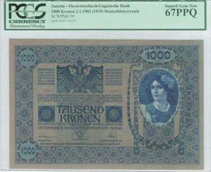 AUSTRIA: 1000 Kronen (ND 1919) in blue with ... 