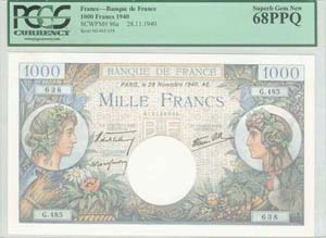 FRANCE: 1000 Francs (28.11.1940) in ... 