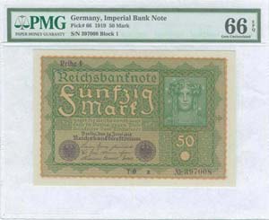 GERMANY: 50 Mark (24.6.1919) in green on ... 