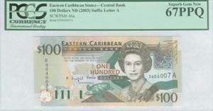 EAST CARIBBEAN STATES: 100 Dollars (ND 2003) ... 