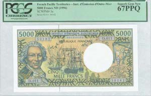 FRENCH PACIFIC TERRITORIES: 5000 Francs (ND ... 