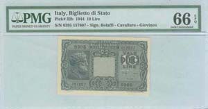 ITALY: 10 LIre (1944) in blue With Jupiter ... 