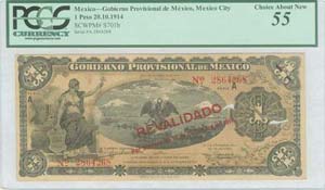 MEXICO: 1 Peso (20.10.1914) in black on tan ... 